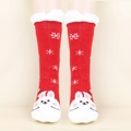 Chaussettes de Noël rouges épaisses avec flocons de neige et bordure en polaire - Taille unique / Lapin Rouge