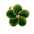 Five-petal flower napkin ring with gold-tone finish and dark green enamel detail - Green