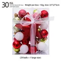 30-piece Christmas tree ornament set with gold and red balls and a star topper in gift box - 3CM (30 Pieces Set) / Red & Green