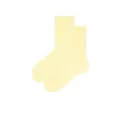 Minimalistische weiche Strick-Baumwollsocken in leuchtendem Gelb mit geripptem Bündchen - Einheitsgröße / Mandelgelb