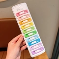 Set di 10 fermagli per capelli rettangolari macaron su un cartoncino di supporto - Set di 10 Mollette Quadrate Colorate