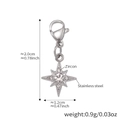 Sternanhänger aus Edelstahl mit weißen Zirkonia und Karabinerverschluss für DIY-Armbänder - Silberner Sternschliff Anhänger