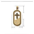 Detailed dimensions of gold stainless steel cross pendant with rhinestones and enamel - Style 4-Patterned Cross A