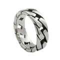 Vintage silver Cuban link chain ring for men and women in retro industrial steel finish - Silver / US 7