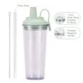 Double-wall tumbler with 1.2cm wide straw and light green magnetic handle lid - 24oz / Pale Green