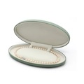 Light green PU leather jewelry box with a classic white pearl necklace inside - Light Green Necklace Box