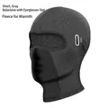 Dark gray fleece cycling balaclava with mesh breathing vent and glasses holes - Short Grey (With Glasses Hole)