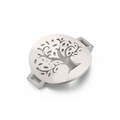 Abalorio Árbol de la Vida en acero inoxidable plateado con conectores rectangulares dobles - Estilo A (KLJ4291-Z) / Color Acero