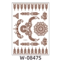 Braun Henna Mandala wasserfester temporärer Tattoo Aufkleber Modell W-0847S auf weißem Grund - W-0847S