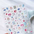 Stickers à ongles 3D lapin coréen avec cupcakes et cœurs sur support adhésif mat - Lapin de Week-end (TS-4128) / Nouveau Procédé de Relief