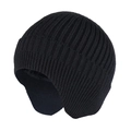 Detalle de gorro de punto negro con orejeras y textura térmica de punto grueso - Estilo orejeras-Forrado de vellón / Negro