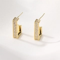 Orecchini geometrici dorati a forma rettangolare con brillanti pietre di zircone - Stile Rettangolare Geometrico (E01226G)