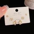 Three-piece set of elegant gold flower, bow knot with opal and pearl wreath earrings - Gold-Opal Butterfly Hoop (102#)