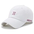 Klassische weiße Baumwoll-Baseballkappe mit roter H-Stickerei und seitlichem Schriftzug - Verstellbar / Weiß