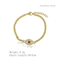 Goldenes Edelstahl-Armband mit bösem Blick und Herzperlen inklusive Maßangaben - LB1087 Gold Oval Stil