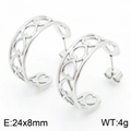 Boucles d'oreilles créoles argentées en acier inoxydable avec motif cœur évidé - Style Coeur Couleur Acier (KE105179-KFC)