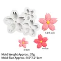 Molde de silicona flor de cerezo en tres tamaños con dimensiones y peso detallados - Estilo Flor de Cerezo (A250 Gris)