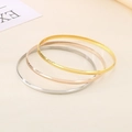 Three-piece stackable minimalist 18K gold plated titanium bangles in tri-color finish - Inner Diameter 55mm / 3 Rings / Mixed 3 Circles (1 Gold + 1 Steel + 1 Rose Gold)