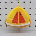 Watermelon shaped plush coin purse with yellow rind and red interior, backpack keychain - Orange