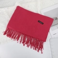 Écharpe épaisse rouge au toucher cachemire avec franges élégantes pour femmes - 70×200cm / Rouge Rose