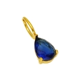 Waterdrop-shaped deep blue zircon pendant with three-claw gold-plated stainless steel base - September (Sapphire)
