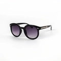 Round kids sunglasses with black frame, purple gradient lenses and gold arrow decor - Black