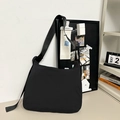 Sac fourre-tout minimaliste en nylon noir avec bandoulière réglable pour le quotidien - Noir