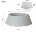 White woven Christmas tree collar skirt with four sectional pieces for holiday decor - Large White Tree Collar (4 Pieces Set)