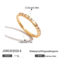 Slim gold stainless steel ring with micro-pave cubic zirconia setting and polished finish - Gold Band Eternity Ring-Size 8