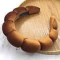 Braided velvet padded headband in dark brown finish for women hair styling - Cloud Bubble Headband / Velvet Brown