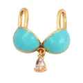Sky blue enamel bikini charm in gold plating with teardrop zircon pendant - Bikini Shape-Aqua Blue