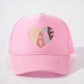 Casquette trucker rose avec imprimé cœur peace et filet respirant pour le plein air - Taille unique / Rose