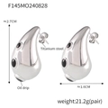 Silver teardrop titanium earrings with black oil drip details in minimalist style - F145-Steel Black Enamel