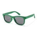 Kids green matte silicone sunglasses for toddlers with grey lenses shown at 45 degree angle - Cactus Green