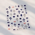 3D reliëf nagelstickers met denim luipaardprint en kruismotieven variant TS-3931 - Luipaard Denim Reliëf (TS-3931)