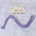 Kit organizzatore di mollette in legno a forma di nuvola con filo di cotone viola - Viola