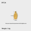 Macro view of gold-plated stainless steel religious pendant with dimensions and weight - Religious Figure Rectangle (DFC26)