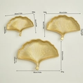Golden ginkgo leaf decorative trays in small medium and large sizes with measurements - Three-Piece Set / Gold