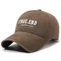 Vintage coffee brown cotton baseball cap featuring 3D white embroidered lettering - Adjustable / Coffee