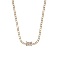 Luxurious 18k gold plated tennis necklace with emerald cut square cubic zirconia - Necklace