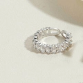 Elegant silver ring with oval-cut cubic zirconia in a timeless claw setting - White Gold White Zirconia