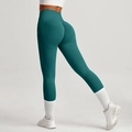 Donkerblauwe high-waist yogabroek met naadloos scrunch butt ontwerp voor fitness sport - S / Donkergroen