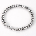 Bracciale a maglie cubane in acciaio inossidabile argento con chiusura a moschettone - Larghezza 7,0 mm * Lunghezza 19 cm / Argento