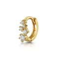 Elegant gold S925 sterling silver hoop earring with clear round zircon stones - Gold Single - Cartilage Piercing Hoop