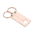 Mirror polished rose gold stainless steel couple keychains with heart cutout design - One Pair / Rose Gold