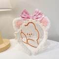 Diadema Orejas de Gato Lazo Cuadros Rosa Bonito Lolita Suave Accesorio para el Pelo - Diadema Blanca