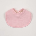 Close-up of pink muslin cotton baby bib with soft texture and high absorption - Light Pink