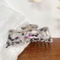 Oversized marble texture acetate hair claw clip with colorful glitter and cutout detail - 13cm / Iridescent Gray 13CM