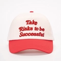 Classic red and white baseball cap with Take Risks to be Successful 3D embroidery - One Size / Off-white Spliced Red