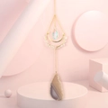Detail of crystal suncatcher with gold chain and natural colorful agate slice pendant - White Crystal
